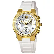 CASIO SHEEN系列 典雅晶鑽計時腕錶-膠帶-金