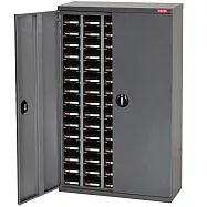 【SHUTER 樹德】五排 75格 加門零件櫃 透明抽/黑抽/組 ST1-575D 灰櫃透明抽