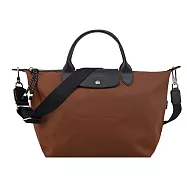 LONGCHAMP LE PLIAGE ENERGY系列再生尼龍短把手提/斜背兩用包(大) 巧克力