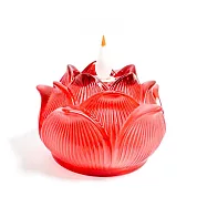 【新韻傳音】立體光充電款圓滿蓮花燈(LED蠟燭 法會供燈 仿真蠟燭 電子心燈 祈願心燈/D382C) 紅色