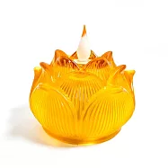 【新韻傳音】立體光充電款圓滿蓮花燈(LED蠟燭 法會供燈 仿真蠟燭 電子心燈 祈願心燈/D382C) 黃色