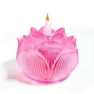 【新韻傳音】立體光充電款圓滿蓮花燈(LED蠟燭 法會供燈 仿真蠟燭 電子心燈 祈願心燈/D382C) 粉色