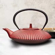 《La Cafetiere》英國 鑄鐵濾茶壺(朱紅直紋0.6L) | 茶具 鑄鐵茶壺