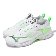 Mizuno 羽球鞋 Wave Claw Neo 3 寬楦 男鞋 白 綠 回彈 室內運動 羽排鞋 美津濃 71GA2473-21 26cm WHITE/GREEN-BLACK