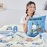 【超值組合】義大利La Belle《Sanrio-POCHACCO帕恰舒芙蕾》眠綿冰玻尿酸抗菌涼感涼被(5x6.5尺)+舒柔水洗枕