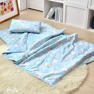 【超值組合】英國Abelia《Sanrio-彩虹大耳狗》Q麻吉寶貝乳膠天絲防蹣抗菌三件式睡袋組+舒柔水洗枕