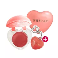 【UNICAT 變臉貓】聖誕禮物 愛心唇頰兩用唇泥 玫瑰奶霜 5g +隨身鑰匙圈(愛心唇頰霜 1g) 唇頰兩用膏