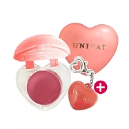 【UNICAT 變臉貓】聖誕禮物 愛心唇頰兩用唇泥 蜜桃橘 5g +隨身鑰匙圈(愛心唇頰霜 1g) 唇頰兩用膏