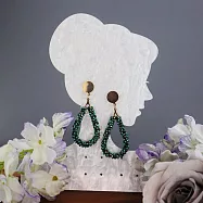 【PinkyPinky Boutique】24K金耳釘 法式配色水滴圈圈 耳環 (幽苔綠)