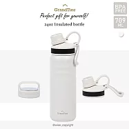 【GrandTies】雙蓋寬口709ML真空不鏽鋼保溫瓶/保溫杯(野餐/運動/保冷/保溫)- 月石灰