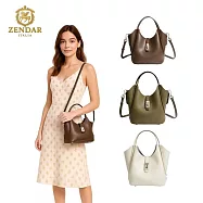 【ZENDAR】台灣總代理 限量1折 頂級小牛皮菜籃子肩背包含內包 密卡系列 全新專櫃展示品 (可可色)