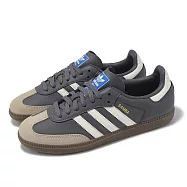 adidas 休閒鞋 Samba OG 男鞋 女鞋 深灰 米 德訓鞋 復古 愛迪達 JR0913 24cm GREY/WHITE