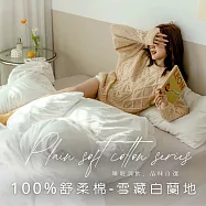 【AGAPE亞加.貝】台灣製《經典素色》七色可選 舒柔棉 雙人加大6x6.2尺三件式薄床包組 雪藏白蘭地
