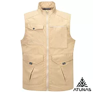 【ATUNAS 歐都納】男女中性款多袋型輕量背心/釣魚背心/抗曬防潑水/大尺碼A1VEGZ01N- L 卡其