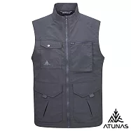 【ATUNAS 歐都納】男女中性款多袋型輕量背心/釣魚背心/抗曬防潑水/大尺碼A1VEGZ01N- XL 深灰