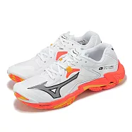 Mizuno 排球鞋 Wave Lightning Z8 男鞋 白 橘 包覆 避震 室內運動 羽排鞋 美津濃 V1GA2400-98 26cm WHITE/ORANGE