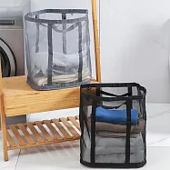 【E.dot】超值2入組可壁掛多用途網紗透氣收納籃 (玩具/玩偶/髒衣收納籃) 灰色