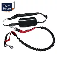 【Truly House】反光伸縮運動免提寵物牽繩超值組/圈繩腰包/運動圈繩/遛狗/毛小孩 (兩色任選) 經典紅