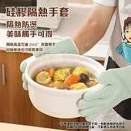 CS22 廚房防滑矽膠針織棉耐隔熱手套 -1雙 薄荷淺綠