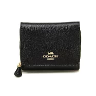 COACH 防刮皮革三折短夾 黑