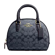 COACH 丹寧織布滿版LOGO兩用包-水藍