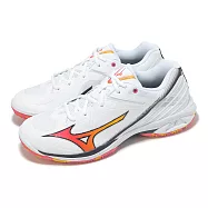Mizuno 羽球鞋 Wave Claw 3 寬楦 男鞋 白 橘 緩衝 抓地 室內運動 運動鞋 美津濃 71GA2443-35 28.5cm WHITE/ORANGE