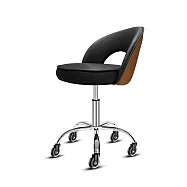 G+居家 免組裝 舒活護腰加大坐墊升降萬用椅 2.5吋透明黑 棕背黑