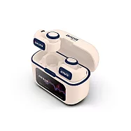 AIWA愛華 耳夾式真無線藍牙耳機-全彩觸控螢幕充電盒(附收納袋) AT-H3 EDGE 象牙白色