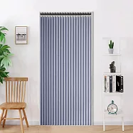 冷氣拉門 仿亞麻鍍膜雙側磁吸折疊門簾/買就送伸縮桿(拉簾/門簾/風水簾/遮光窗簾/防空調門簾/防水門簾) 藍色