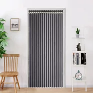 冷氣拉門 仿亞麻鍍膜雙側磁吸折疊門簾/買就送伸縮桿(拉簾/門簾/風水簾/遮光窗簾/防空調門簾/防水門簾) 灰色