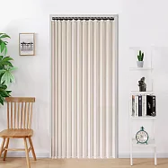 冷氣拉門 仿亞麻鍍膜雙側磁吸折疊門簾/買就送伸縮桿(拉簾/門簾/風水簾/遮光窗簾/防空調門簾/防水門簾) 米色