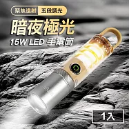 暗夜極光 15W LED 多功能手電筒/露營氛圍燈(TYPE-C/充電式/聚焦遠射/五段調光)