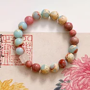 【水星記】新中式 天然壽山石紅紋石古風串珠手鍊(35050)