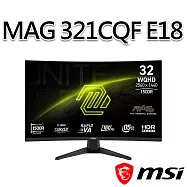msi微星 MAG 321CQF E18 31.5吋 曲面電競螢幕 (31.5"/2560x1440/16:9/180Hz/VA/曲面)
