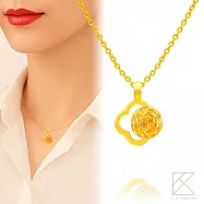 【TLH】黃金墜項鍊 純金999 四葉草玫瑰 約重0.07錢&plusmn;0.01 四葉草玫瑰