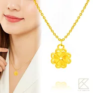 【TLH】黃金墜項鍊 純金999多選 心動四葉草 約重0.07錢&plusmn;0.01 立體四葉草