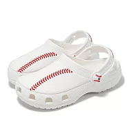 Crocs 洞洞鞋 Classic Baseball Clog K 大童 小朋友 白紅 棒球克駱格 卡駱馳 211259100 19.5cm WHITE