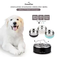 【GrandTies】710ML真空雙層不鏽鋼寵物碗/狗碗/貓碗(GT022217101-120)16公分口徑- 午夜黑