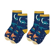 英國【Hugger】舒適中筒兒童襪子 - 快樂恐龍 (14-22cm) 兩雙