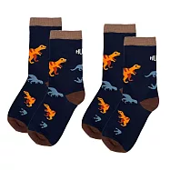 英國【Hugger】舒適中筒成人襪子 - 快樂恐龍 (22-28cm) 兩雙