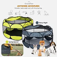 【GrandTies】折疊式速開寵物圍欄 (GT602030406-407) 戶外/家用/防潑水- 星空黑