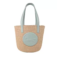 Chloe Horse Medal Raffia大號草編包- 藍綠