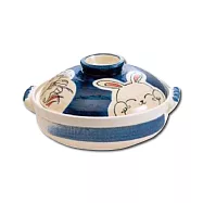 【萬古燒】滿月兔 25.5cm 耐熱 深 砂鍋 & 土鍋 8號 2.8L 附蓋 日本製 /個 SAJI-248316