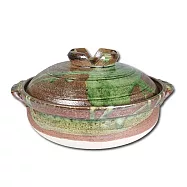 【萬古燒】綠釉南蠻 28cm 耐熱 深 砂鍋 & 土鍋 9號 3L 附蓋 /個 MRH-041913