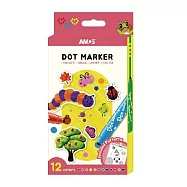 【AMOS 阿摩司】12色 可水洗 圓頭 彩色筆 / 組 DM12P