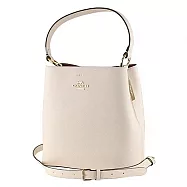 COACH 素面皮革專櫃款水桶包-白