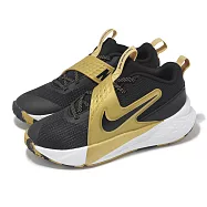 Nike 籃球鞋 Team Hustle D 12 GS 大童 女鞋 黑 金 魔鬼氈 包覆 運動鞋 HF6279-003 24.5cm BLACK/GOLD