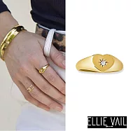 ELLIE VAIL 邁阿密防水珠寶 光芒單鑽 金色愛心戒指 Vesper Heart 8號
