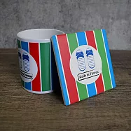 《桐鹿》茄芷系馬克杯+杯墊組_藍白拖