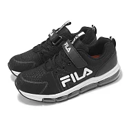 Fila 慢跑鞋 J811Z 大童 小朋友 黑 米 魔鬼氈 氣墊 運動鞋 斐樂 3J811Z001 19cm BLACK/WHITE